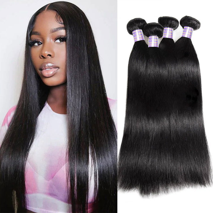Allove Straight Hair Bundles Bone Straight Human Hair Bundles 30 inch Virgin Hair Bundles Brazilian Weave Human Hair Extensions - AlloveHair