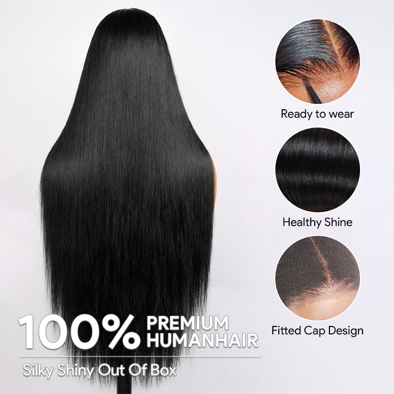 Glueless 5x5 HD Lace Front Wig 30 32 inch Long Straight Human Hair Wigs 250% Density Lace Wigs - AlloveHair