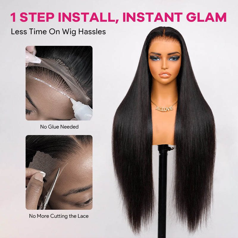 Glueless 5x5 HD Lace Front Wig 30 32 inch Long Straight Human Hair Wigs 250% Density Lace Wigs - AlloveHair