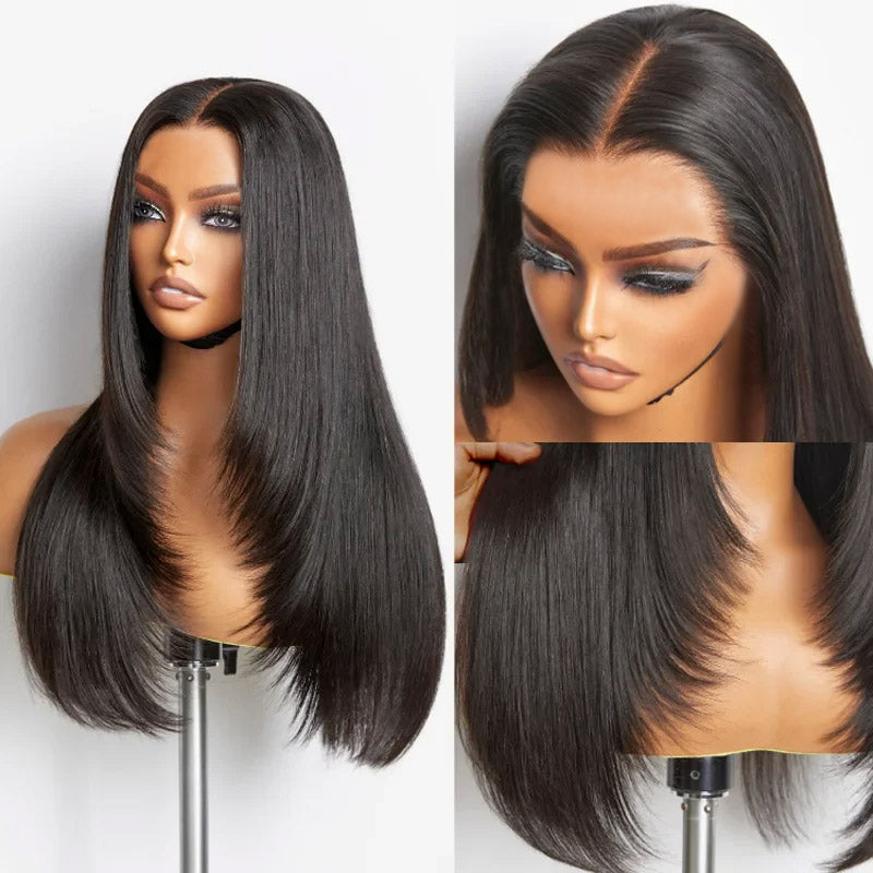 Allove Layered Cut Pre-Plucked Straight Wig 13x4 HD Lace Frontal Wig 100% Human Hair - AlloveHair