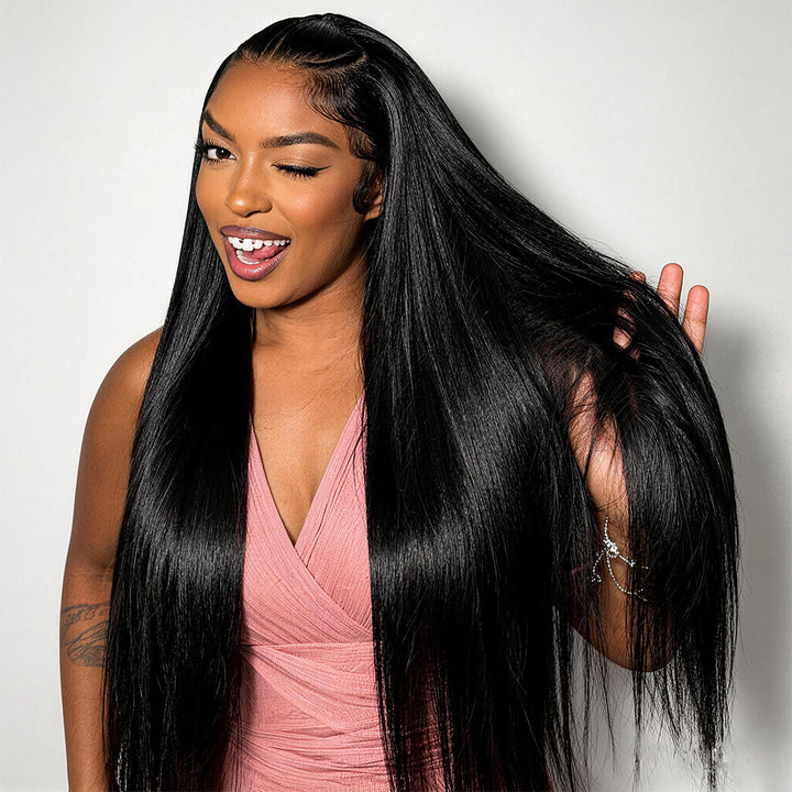 Pre-Everything Glueless 13x4 13x6 HD Lace Frontal Wig Free Parting Pre Braided Straight Hairstyle Ready to Go Wigs - AlloveHair