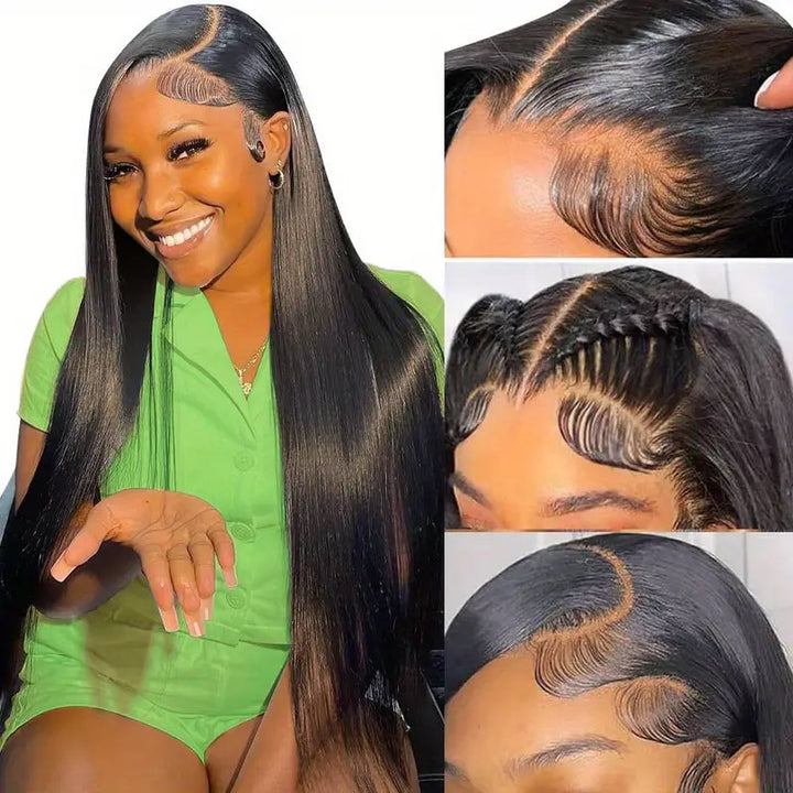 [30'' = $165.99 - No Code Needed] 13x6 HD Lace Front Wig Virgin Straight Human Hair Ready to Go Glueless Wig - AlloveHair