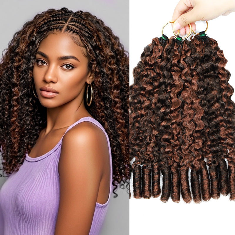 P4/30 Highlight Brown Burmese Curly Crochet Human Hair Pre-Separated 50g/Pack - AlloveHair