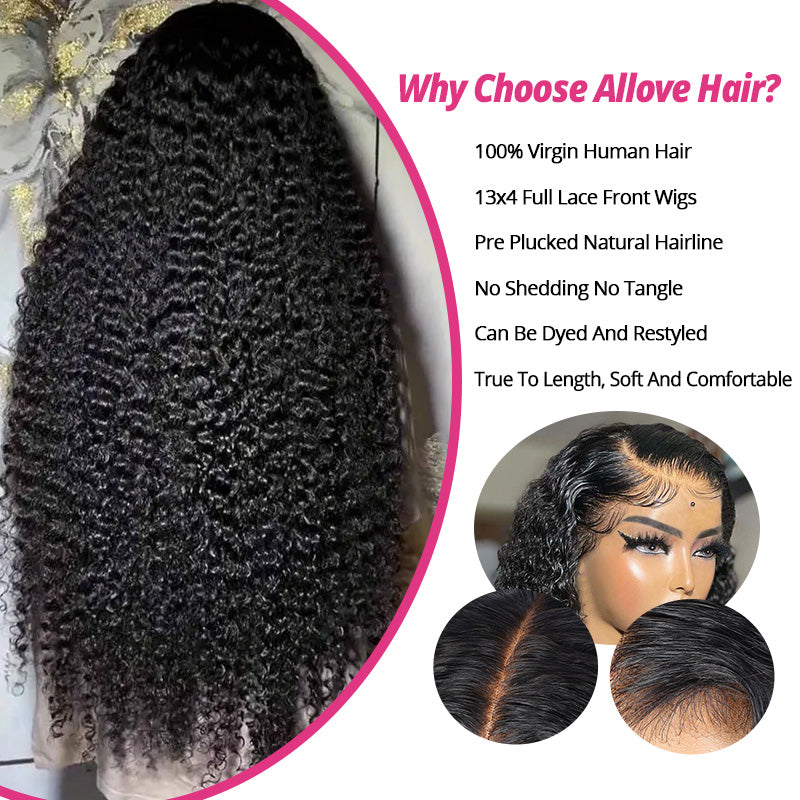 13x4 HD Lace Front Wig | 40 Inch Water Wave Human Hair | Pre-Plucked Hairline | Glueless Optional - AlloveHair