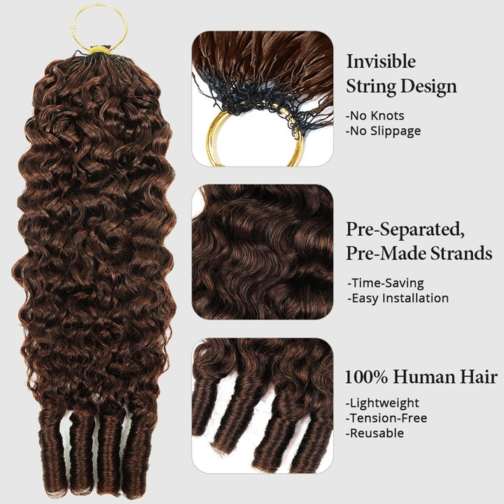 #4 Chocolate Brown Burmese Curly Feather Crochet Human Hair for Braiding No Weft Human Hair Extensions - AlloveHair