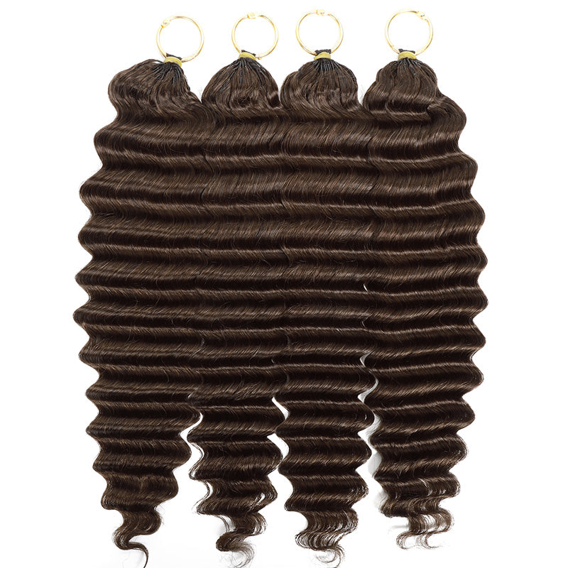 #4 Dark Brown Premium Deep Wave Crochet Human Hair Soft Defined Curls Easy Install - AlloveHair