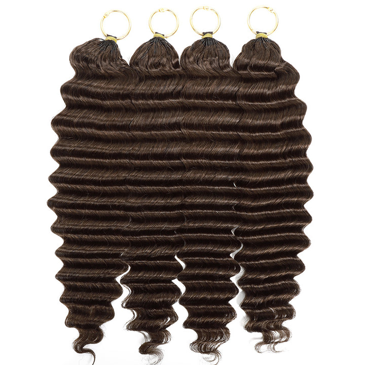 #4 Dark Brown Premium Deep Wave Crochet Human Hair Soft Defined Curls Easy Install - AlloveHair