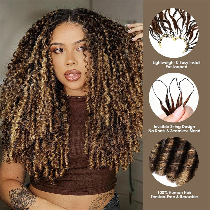 Highlight P4/27 Burmese Curly Feather Crochet Human Hair for Braiding Pre-Separated 100% Virgin Human Hair - AlloveHair