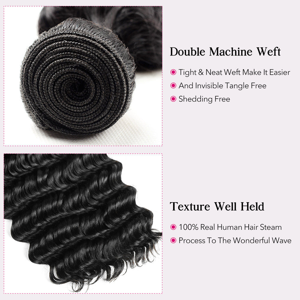 Bouncy & Defined Deep Wave Bundles 30-38 Inch Long-Lasting Deep Curly Human Hair Extensions - AlloveHair