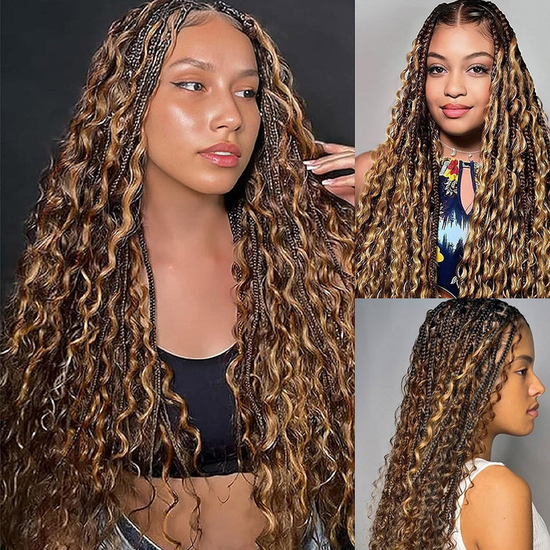 4/27 Honey Blonde Human Braiding Hair Water Wave Bundles No Weft 20 Inch 100g Curly Braiding Hair Extensions for Boho Braids - AlloveHair
