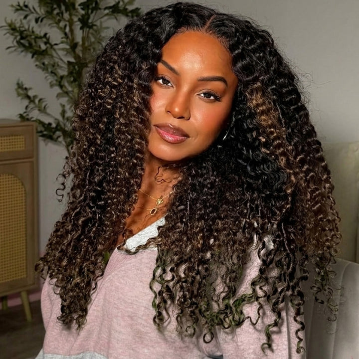 P1B/30 Burmese Curly Hair Bundles Highlight Ombre Color 100% Human Hair Bundles End with Spiral Curls 1 3 4 Hair Bundles Deal - AlloveHair