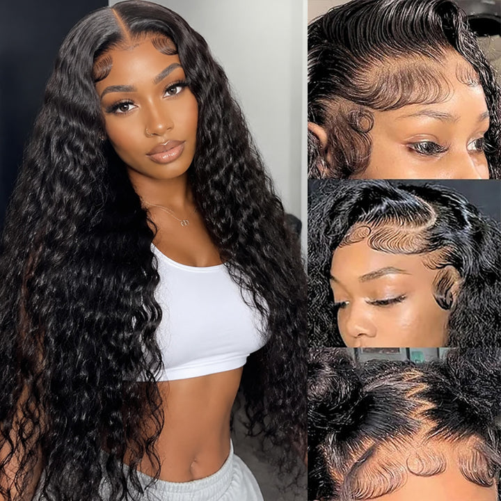 40 Inch Long Water Wave 5x5 13x4 HD Glueless Wigs 250% Density Wet And Wavy Human Hair Full Frontal Wigs for Women - AlloveHair