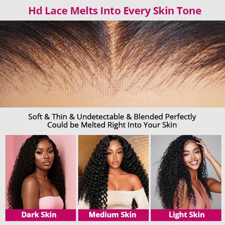 300% Density Long Water Wave 13x4 Lace Front Wig Pre Everything Glueless HD Lace Wigs - AlloveHair