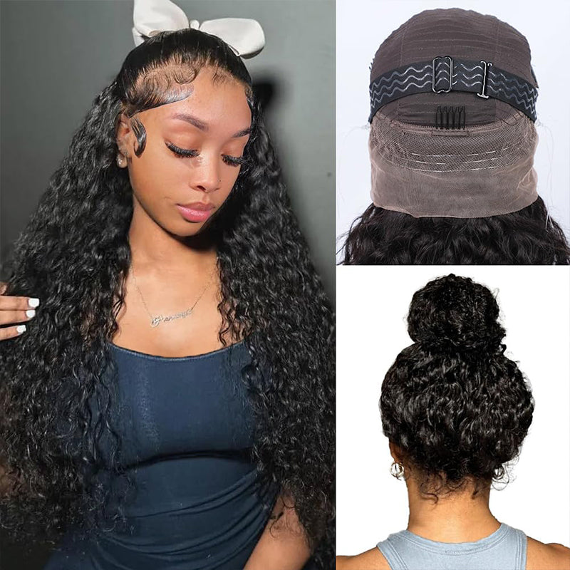 Deep Wave Snug Fit 360 Lace Frontal Wig 100% Human Hair Wigs For Women - AlloveHair
