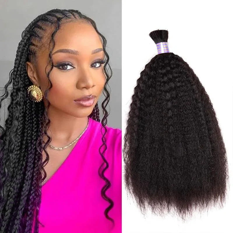 Allove Hair Kinky Straight Bulk Hair Extensions For Boho Knotless Braiding - AlloveHair
