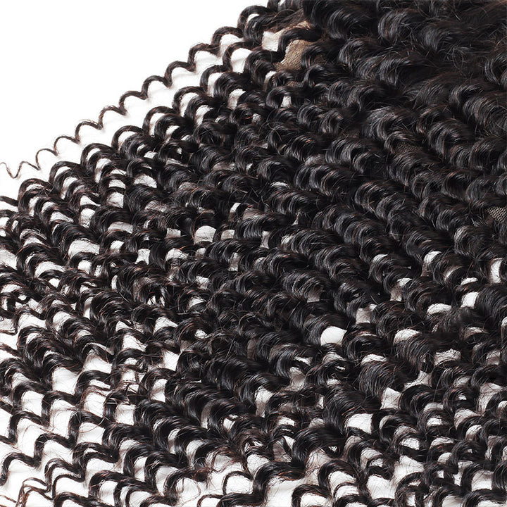 Indian Kinky Curly 3 Bundles with 360 Lace Closure Virgin Human Hair : ALLOVEHAIR