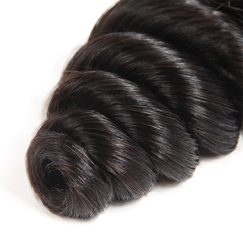 Allove Hair Peruvian Loose Wave Virgin Hair 3 Bundles with 4*4 Lace Closure : ALLOVEHAIR