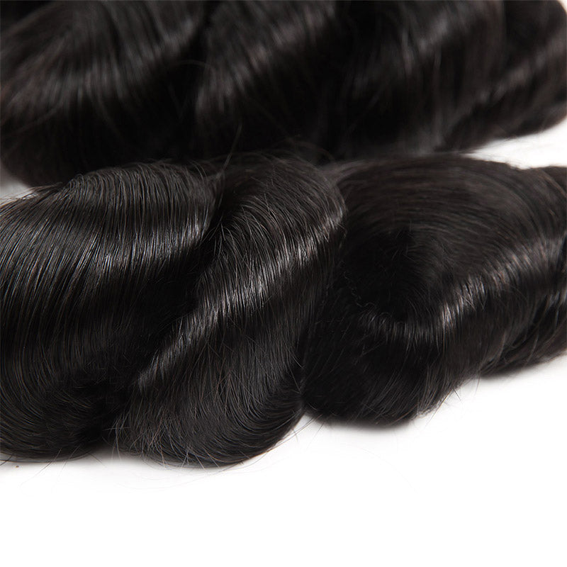 Allove Hair Peruvian Loose Wave Virgin Hair 3 Bundles with 4*4 Lace Closure : ALLOVEHAIR