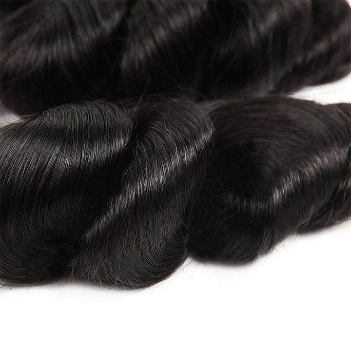 Allove Hair Peruvian Loose Wave Virgin Hair 3 Bundles with 4*4 Lace Closure : ALLOVEHAIR