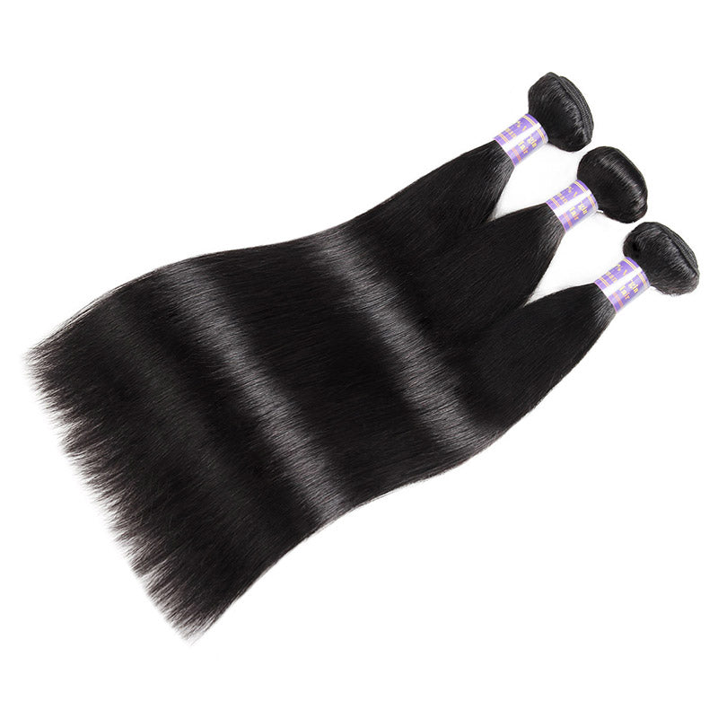 Indian Straight 4 Bundles With 4*4 Lace Closure Virgin Human Hair : ALLOVEHAIR