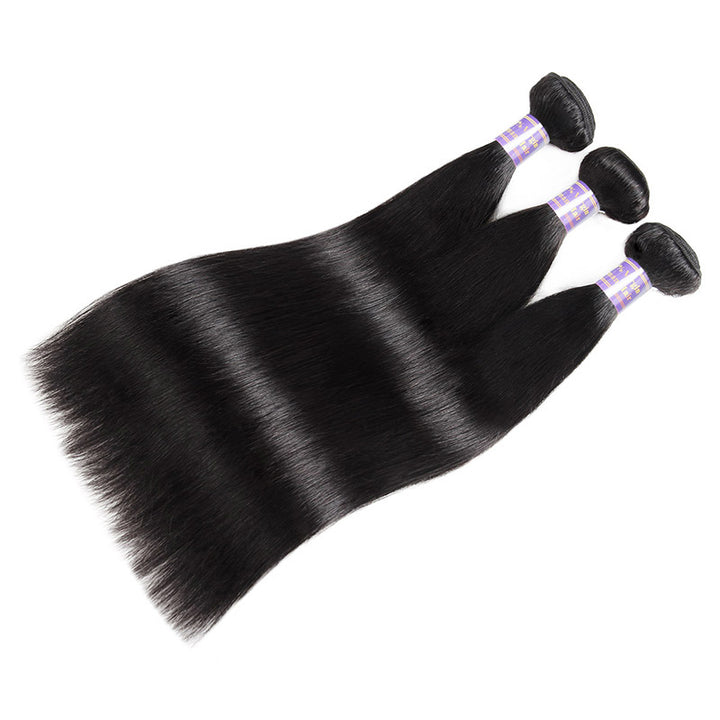 Indian Straight 4 Bundles With 4*4 Lace Closure Virgin Human Hair : ALLOVEHAIR