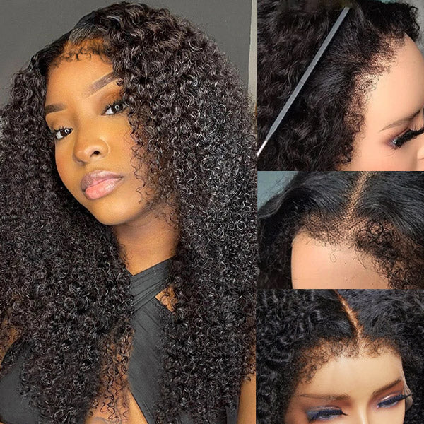 4C Edges Afro Kinky Curly Free Parting 13x4 Undetectable Lace Front with Curly Baby Hair