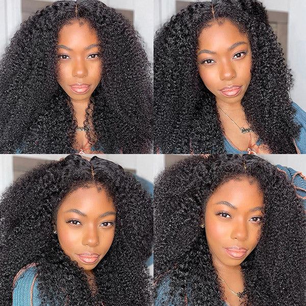 4C Edges Afro Kinky Curly Free Parting 13x4 Undetectable Lace Front with Curly Baby Hair