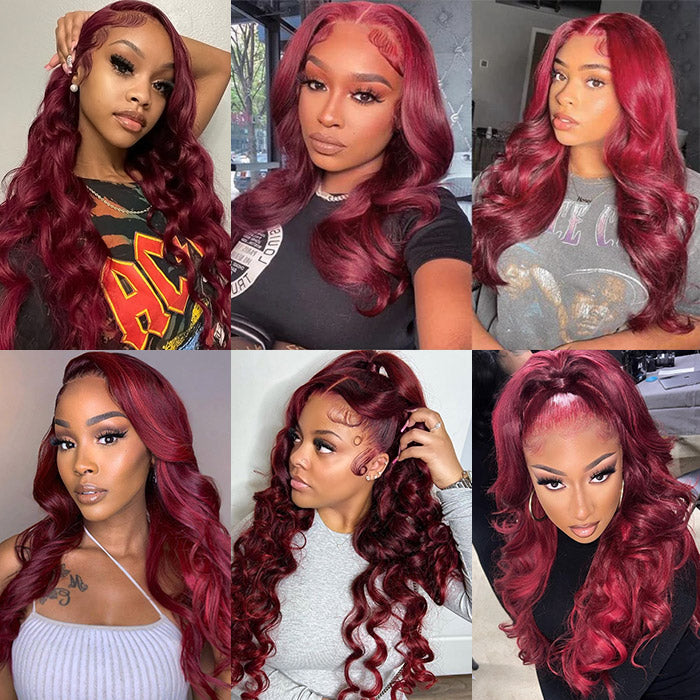 99J Burgundy Color Brazilian Body Wave Hair 3 Bundles With 4x4 Closure Human Hair Bundles