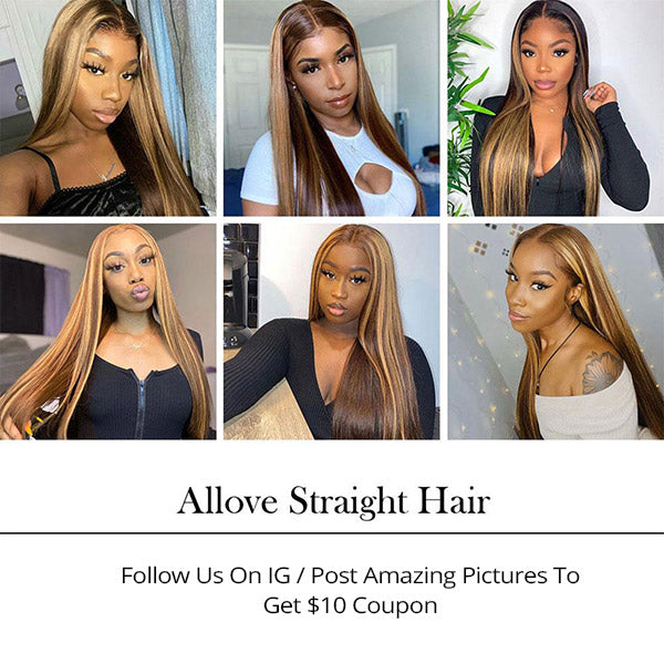 P4/27 Highlight Bundles Virgin Straight Human Hair Unprocessed Ombre Colored Hair Weave - AlloveHair