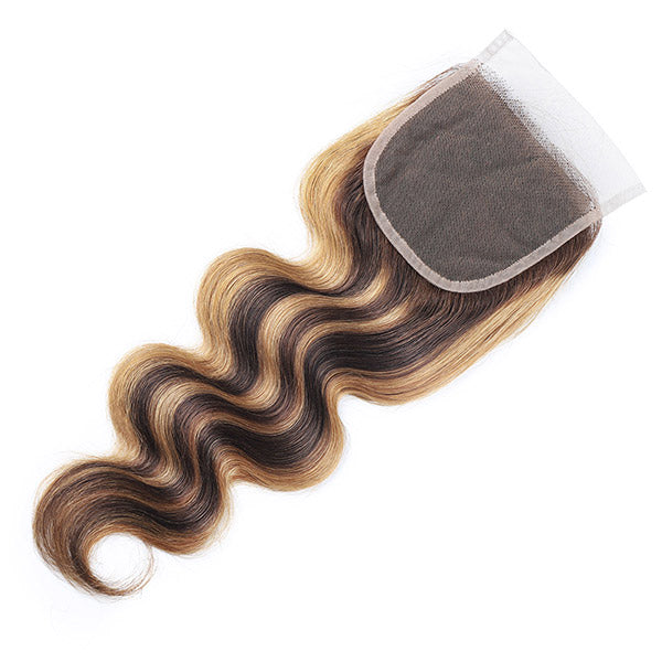 Allove Honey Blonde Body Wave Hair 3 Bundles With 4*4 Lace Closure Human Hair Weave