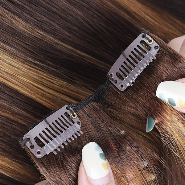 Allove Honey Blonde Color Straight Hair Clip In Hair Extensions 7 Pieces/Set