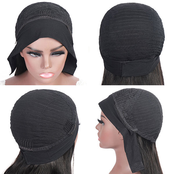 Allove Straight Human Hair Wigs With Headbands Non Lace Front Wigs