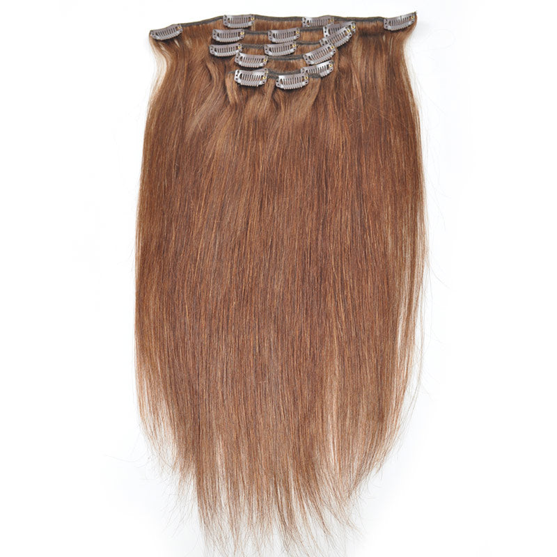 Allove Straight Hair Clip In Human Hair Extensions 18-22 Inches 7 Pieces/Set 4# Color : ALLOVEHAIR