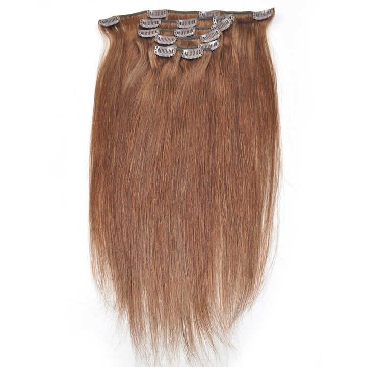 Allove Straight Hair Clip In Human Hair Extensions 18-22 Inches 7 Pieces/Set 4# Color : ALLOVEHAIR