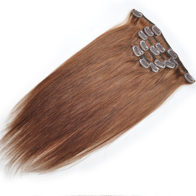 Allove Straight Hair Clip In Human Hair Extensions 18-22 Inches 7 Pieces/Set 4# Color : ALLOVEHAIR