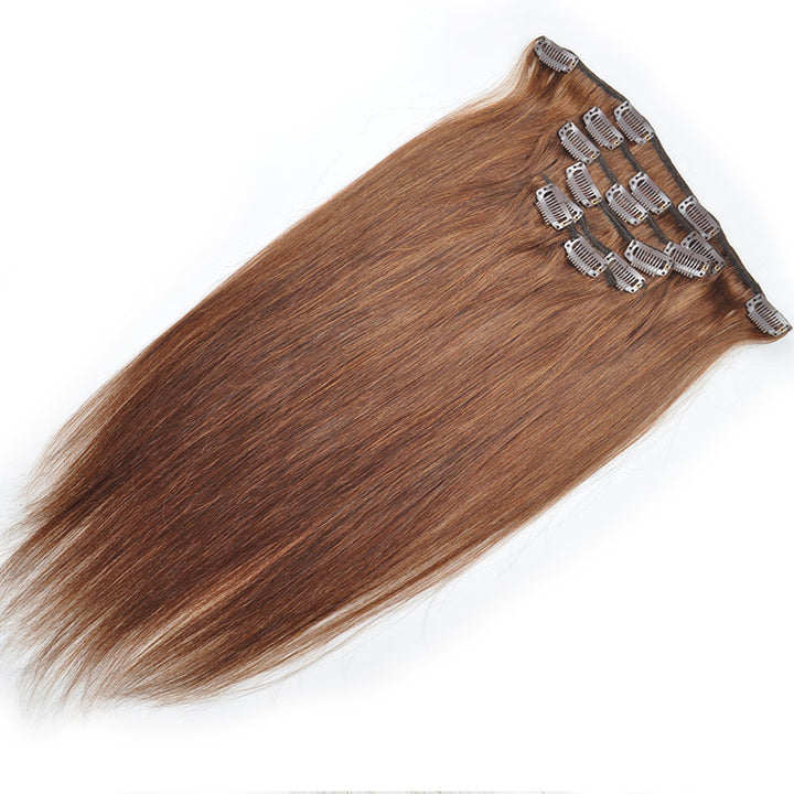 Allove Straight Hair Clip In Human Hair Extensions 18-22 Inches 7 Pieces/Set 4# Color : ALLOVEHAIR