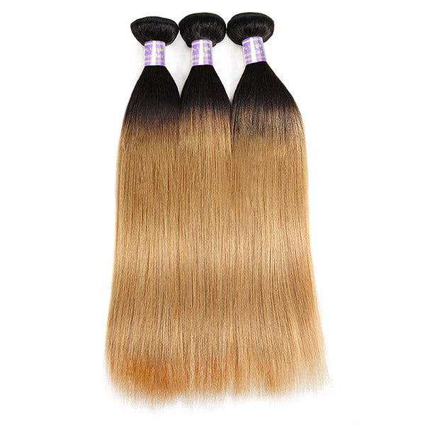 Allove Hair New Arrivial T1B/27 Colorful 3 Bundles Straight Human Hair