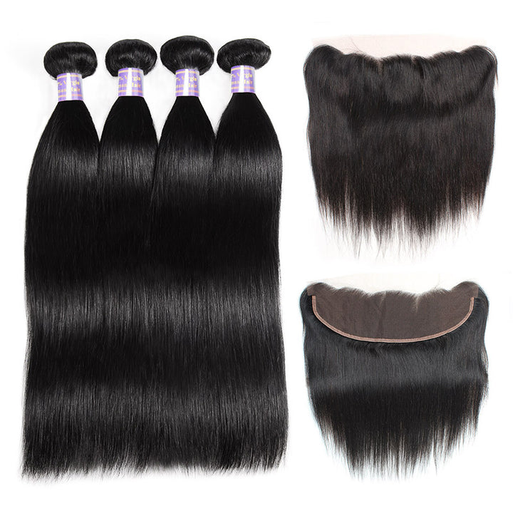 Discover the elegance of Allove Hair's Straight Human Hair Bundles! Crafted from 100% human hair, our Brazilian hair offers a sleek and smooth finish that's perfect for any style. Each bundle is designed for easy installation and versatility, allowing you to achieve your dream look effortlessly. Complete your transformation with our premium 13x4 lace frontal, providing a natural appearance and seamless blending.