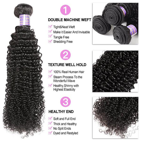 Allove Hair Peruvian Kinky Curly 4 Bundles Virgin Human Hair
