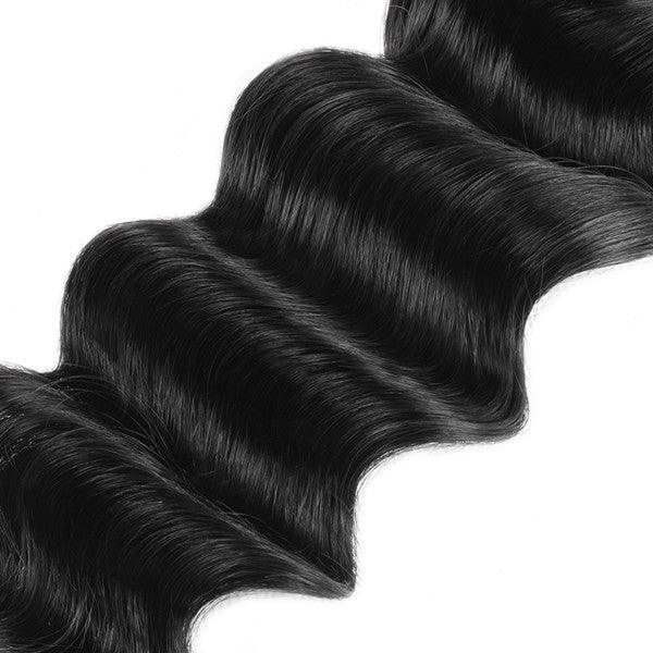 Allove Hair Brazilian Loose Deep Wave Human Hair 3 Bundles with 13*4 Lace Frontal - AlloveHair