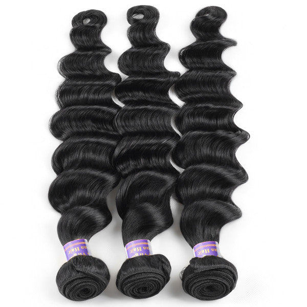 Indian Loose Deep Wave 3 Bundles with HD 13*4 Lace Frontal Virgin Human Hair - AlloveHair