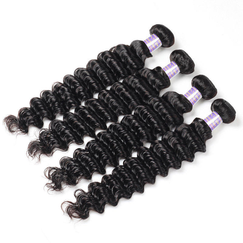 Allove Hair Indian Deep Wave 4 Bundles Virgin Human Hair