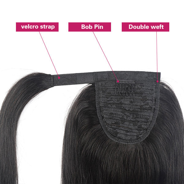 Brazilian Straight Long Wavy Wrap Around Clip In Ponytail Hair Extension